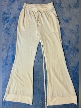 Free People Intimately Cream Cotton Blend Flared Lounge Pants